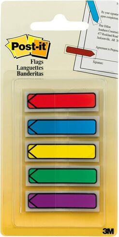 Post-it Arrow Flags, Assorted Primary Colors, .47 in Wide, 100/On-the-Go Dispenser, 1 Dispenser/Pack (684-ARR1) in Saudi Arabia