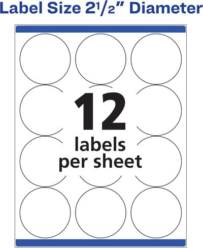 Avery High Visibility Printable Round Labels with Sure Feed, 2.5" Diameter, White, 300 Customizable Blank Labels Total (5294) in Saudi Arabia