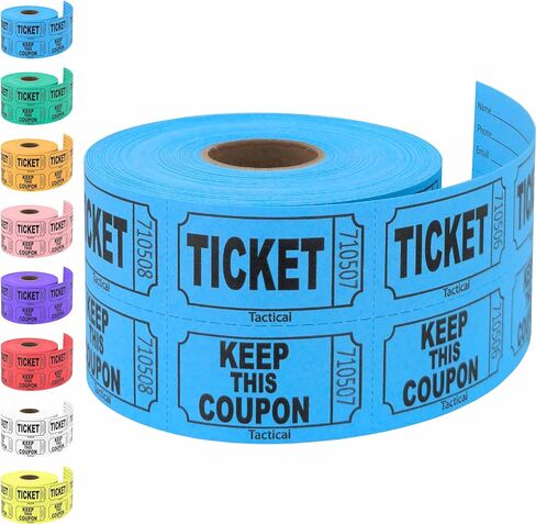 Tacticai 500 Raffle Tickets, Blue (8 Color Selection), Double Roll, Ticket for Events, Entry, Class Reward, Fundraiser & Prizes in Kuwait