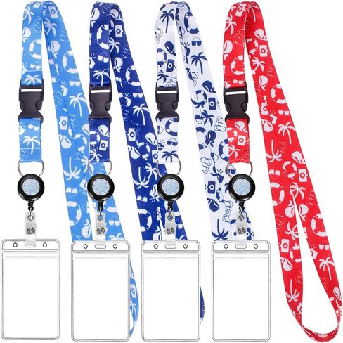 Retractable Cruise Lanyards, Waterproof Cruise Lanyard with ID Badge Reel Holder & Detachable Buckle for Cruises Ships Key Cards, Cruise Essentials & Must Have Accessories (4 Colors) in Saudi Arabia