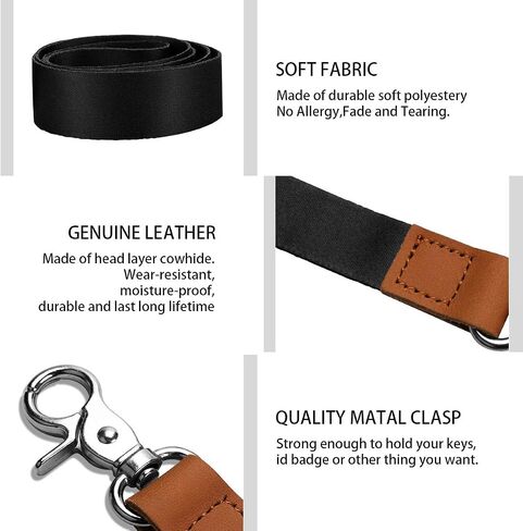 AZEAM Lanyard,Black Lanyard for Keys Keychain Lanyard Holder with Metal Clasp, ID Badges Cool Lanyard for Men Women, Long Neck Teacher Lanyard for Card Holder Car Keys, Wallet, Key chain in Saudi Arabia
