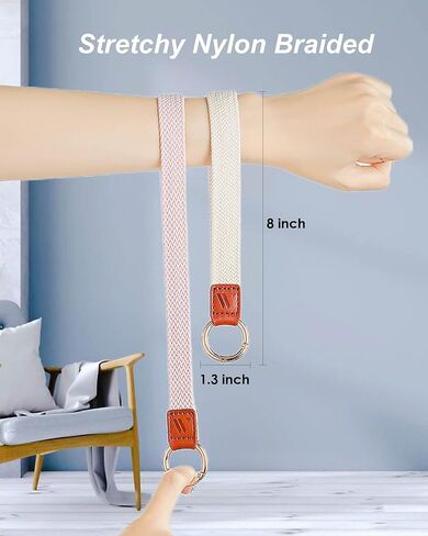 سلسلة مفاتيح معصم للنساء حبل سلسلة مفاتيح قابل للتمدد لحافظة الهاتف وشارات بطاقة الهوية in Kuwait