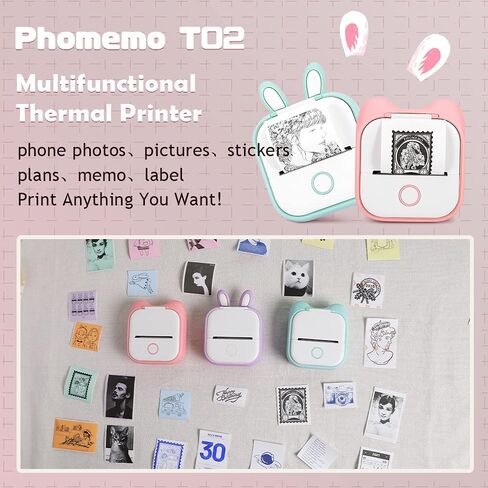 Memoqueen T02 White Adhesive Thermal Paper, Sticker Paper Printer Paper, 1.96" x 11.4' (50mmx3.5m/Roll), Compatible with T02 M02X M02L, Black Text, Keep for 2 Years, 3 Rolls in Kuwait