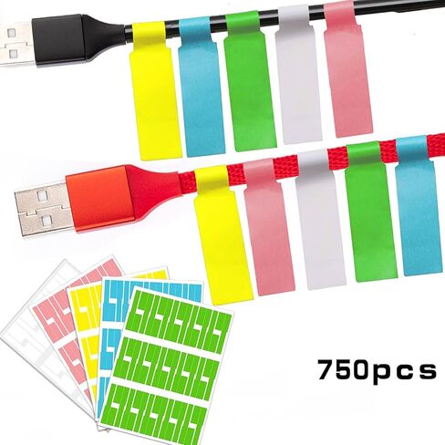 270 PCS Cable Labels, 9 Colors Waterproof Cable Tags Wire Labels for Cable Management, Cord Labels Can Write On, Self Adhesive Wire Labels Printable for Laser Printer and Handwriting in Kuwait