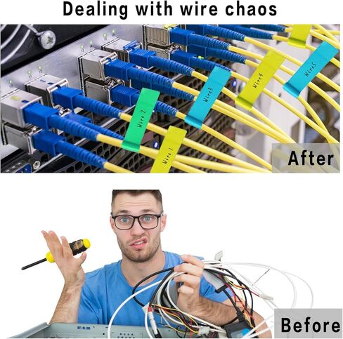 270 PCS Cable Labels, 9 Colors Waterproof Cable Tags Wire Labels for Cable Management, Cord Labels Can Write On, Self Adhesive Wire Labels Printable for Laser Printer and Handwriting in Kuwait