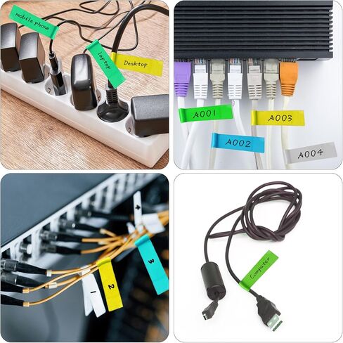 270 PCS Cable Labels, 9 Colors Waterproof Cable Tags Wire Labels for Cable Management, Cord Labels Can Write On, Self Adhesive Wire Labels Printable for Laser Printer and Handwriting in Kuwait