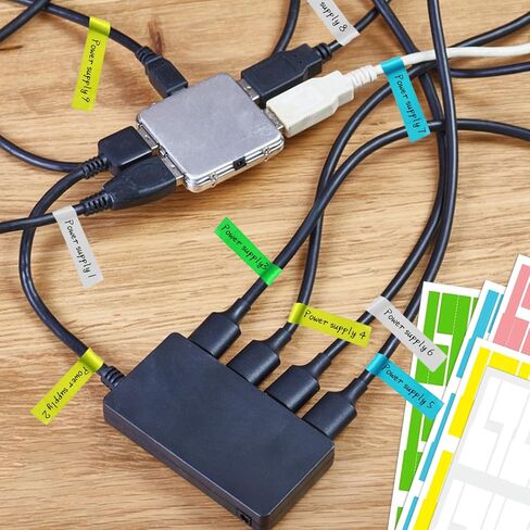 270 PCS Cable Labels, 9 Colors Waterproof Cable Tags Wire Labels for Cable Management, Cord Labels Can Write On, Self Adhesive Wire Labels Printable for Laser Printer and Handwriting in Kuwait