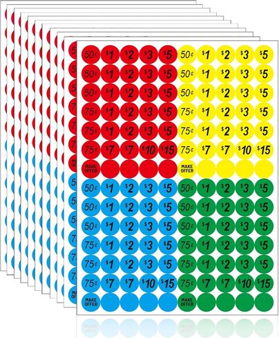 Starboling Garage Sale Stickers,4050 Pcs 1/2" X 3/4" Yard Sale Price Stickers Rectangle Preprinted Price Labels,for Flea Market Pre-Printed Pricing Stickers(Gradient Rectangle Big Price) in Saudi Arabia