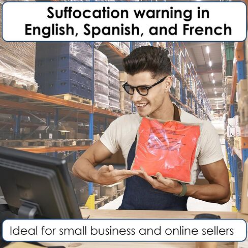 Innovative Haus 14" x 20" 100 Pack Self Seal Clear Poly Bags with Suffocation Warning for Packaging and Permanent Strong Adhesive. Plastic Bag for Shipping T-Shirts and Clothing in Kuwait