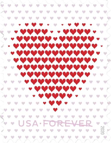 Made of Hearts Sheet of 20 Forever First Class Postage Stamps Wedding Celebration Love Valentines (1 Sheet of 20) in Saudi Arabia