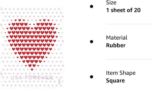 Made of Hearts Sheet of 20 Forever First Class Postage Stamps Wedding Celebration Love Valentines (1 Sheet of 20) in Saudi Arabia