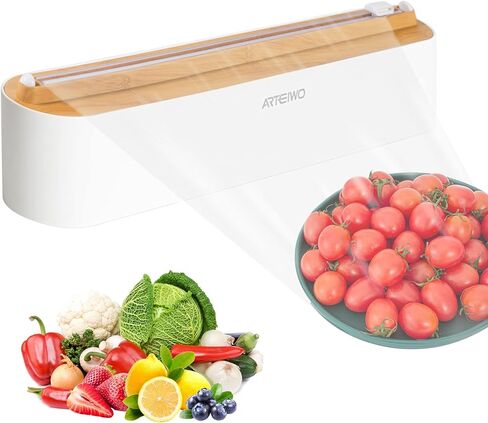 موزع تغليف بلاستيكي مغناطيسي قابل لإعادة الملء مع قاطع، منظم لف الرقائق والبلاستيك، موزع رقائق الألومنيوم مع قاطع للدرج، يتضمن غلاف بلاستيكي مقاس 12 بوصة × 328 قدم... in Kuwait