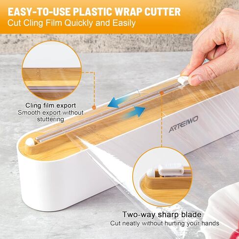 موزع تغليف بلاستيكي مغناطيسي قابل لإعادة الملء مع قاطع، منظم لف الرقائق والبلاستيك، موزع رقائق الألومنيوم مع قاطع للدرج، يتضمن غلاف بلاستيكي مقاس 12 بوصة × 328 قدم... in Kuwait