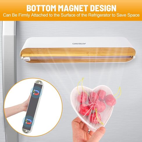 موزع تغليف بلاستيكي مغناطيسي قابل لإعادة الملء مع قاطع، منظم لف الرقائق والبلاستيك، موزع رقائق الألومنيوم مع قاطع للدرج، يتضمن غلاف بلاستيكي مقاس 12 بوصة × 328 قدم... in Kuwait