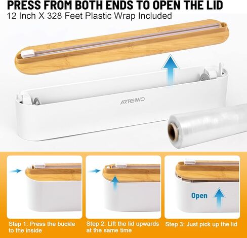 موزع تغليف بلاستيكي مغناطيسي قابل لإعادة الملء مع قاطع، منظم لف الرقائق والبلاستيك، موزع رقائق الألومنيوم مع قاطع للدرج، يتضمن غلاف بلاستيكي مقاس 12 بوصة × 328 قدم... in Kuwait