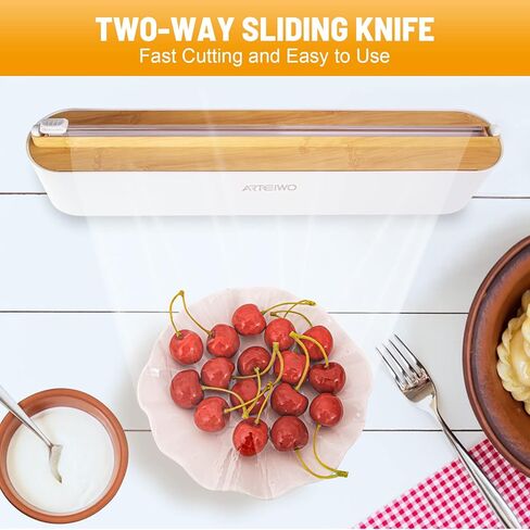 موزع تغليف بلاستيكي مغناطيسي قابل لإعادة الملء مع قاطع، منظم لف الرقائق والبلاستيك، موزع رقائق الألومنيوم مع قاطع للدرج، يتضمن غلاف بلاستيكي مقاس 12 بوصة × 328 قدم... in Kuwait