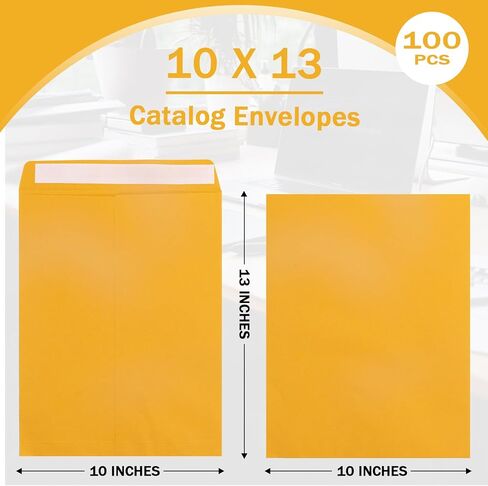 100 مغلف كتالوج أبيض 10x13 ختم ذاتي، ورق Goefun 100GSM مغلفات كبيرة بيضاء، مغلفات أمان 10 × 13 للبريد والتنظيم والتخزين in Kuwait