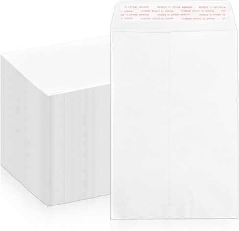 100 مغلف كتالوج أبيض 10x13 ختم ذاتي، ورق Goefun 100GSM مغلفات كبيرة بيضاء، مغلفات أمان 10 × 13 للبريد والتنظيم والتخزين in Kuwait