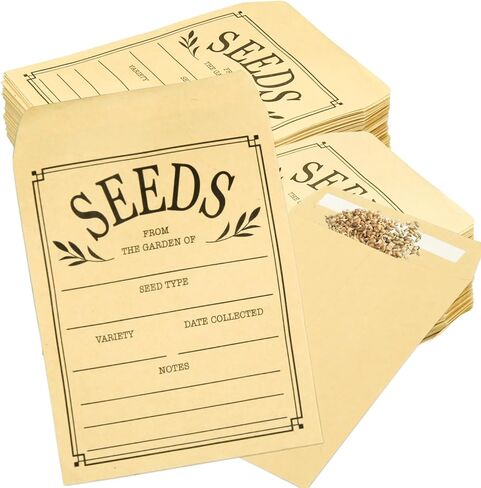 100Pcs Seed Envelopes, Seed Envelopes Resealable Brown Paper Seed Packets Envelopes Self Adhesive Sealing Seed Saving Envelopes Paper Seed Envelopes for Storage Vegetable Flower Seeds, 3.1x4.7 Inch in Saudi Arabia