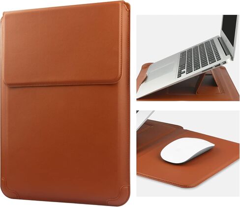 حقيبة جلدية لجهاز الكمبيوتر المحمول HoYiXi 15 16 بوصة لجهاز MacBook Pro 16 2021 & 2019/ASUS Vivobook 15/Huawei MateBook D15/HP 15.6 بوصة PC/MacBook Pro 15/Surface Laptop 3/Dell Inspiron 15/IdeaPad، بني in Saudi Arabia