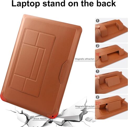حقيبة جلدية لجهاز الكمبيوتر المحمول HoYiXi 15 16 بوصة لجهاز MacBook Pro 16 2021 & 2019/ASUS Vivobook 15/Huawei MateBook D15/HP 15.6 بوصة PC/MacBook Pro 15/Surface Laptop 3/Dell Inspiron 15/IdeaPad، بني in Saudi Arabia