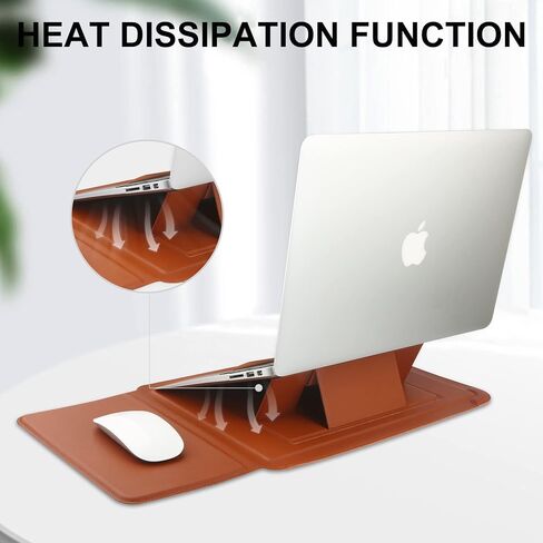 حقيبة جلدية لجهاز الكمبيوتر المحمول HoYiXi 15 16 بوصة لجهاز MacBook Pro 16 2021 & 2019/ASUS Vivobook 15/Huawei MateBook D15/HP 15.6 بوصة PC/MacBook Pro 15/Surface Laptop 3/Dell Inspiron 15/IdeaPad، بني in Saudi Arabia