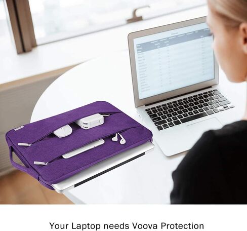 حقيبة حمل كمبيوتر محمول Voova 15.6 16 بوصة، حقيبة غطاء كمبيوتر مقاومة للماء متوافقة مع MacBook Pro 16 M3 M2 M1 Pro/Max 2023-2019، Dell XPS 15,15-16 بوصة Hp Lenovo Acer Asus Chromebook، أسود in Saudi Arabia
