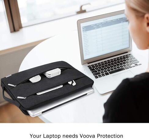 حقيبة حمل كمبيوتر محمول Voova 15.6 16 بوصة، حقيبة غطاء كمبيوتر مقاومة للماء متوافقة مع MacBook Pro 16 M3 M2 M1 Pro/Max 2023-2019، Dell XPS 15,15-16 بوصة Hp Lenovo Acer Asus Chromebook، أسود in Saudi Arabia