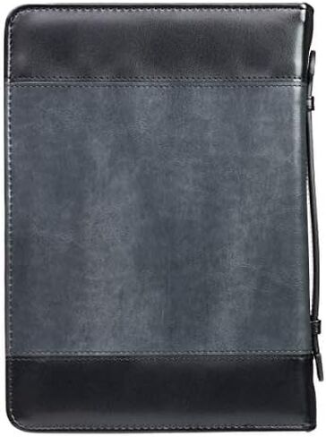 Christian Art Gifts Classic Faux Leather Bible Cover for Men and Women: Be Strong and Courageous - Joshua 1:9 Inspirational Bible Verse with Lion, Gray and Black, Medium in Kuwait