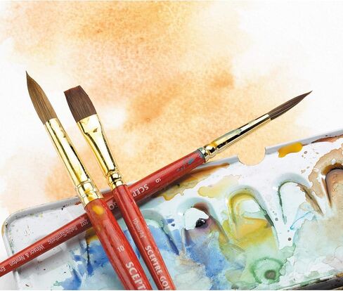 فرشاة Winsor & Newton Scepter Gold II Series 606 بمقبض قصير - غسيل مسطح ¼، ¼ in Saudi Arabia