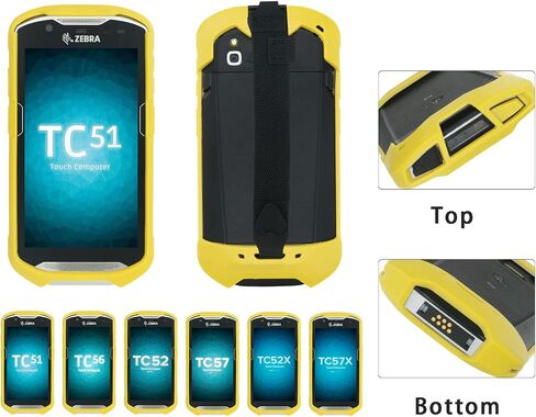 غطاء واقٍ ممتص للصدمات حذاء متين مع حزام يد لهاتف Zebra TC51 TC510K TC52 TC56 TC57 (أصفر) in Kuwait