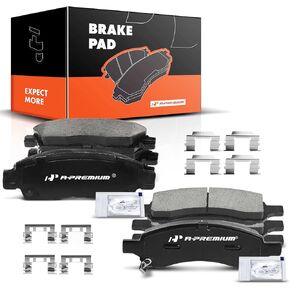 A-Premium Front and Rear Ceramic Disc Brake Pads Set Compatible with Select Buick, Chevy, GMC, Isuzu, Saab and Saturn Models - Enclave, Rainier, SSR, Trailblazer, Traverse, Acadia, Envoy, Ascender