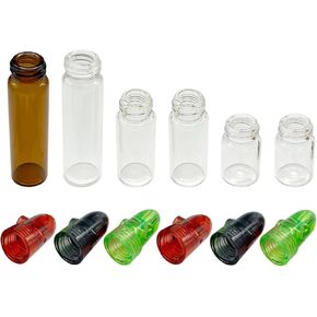 Portable Glass Storage Bottle for Traveling, Includes 3 Sizes, Mixed Colors 6-Pack