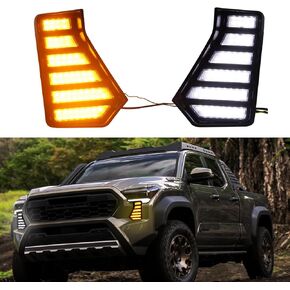 L2R 2024 2025 for Toyota Tacoma Dynamic DRL Daytime Running Light Turn Signal Front Fog Lamps LED Replacements Car Accessories 2pcs