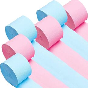 We Moment Dusty Blue Light Blue White Crepe Paper Streamers 1.8 Inch Widening 6 Rolls, 82 Feet per Roll for Birthday, Baby Shower, Wedding Party Decorations