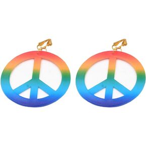 Abaodam 1 Pair peace sign clip earrings hippie dressing earrings colorful peace earrings rainbow peace earrings peace sign pendant charm hippie peace earrings prom sign jewelry Miss manual