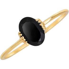 YoTreasure Solid 14K Yellow Gold Dainty Ring | Black Spinel, Ethiopian Opal & Rhodolite Garnet Gemstone Jewelry