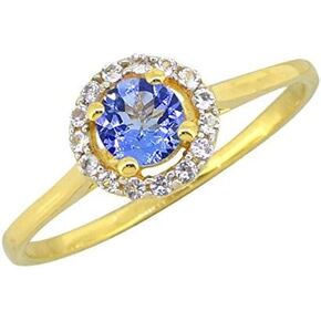 YoTreasure Tanzanite Solid 925 Sterling Silver Gold Plated Cluster Ring Jewelry