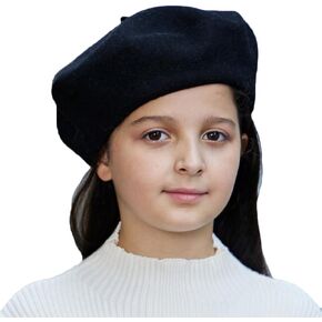 Kids Wool French Beret Hat, Classic Fashion Warm Solid Color Artist Beret Hat for Toddler Baby Girl