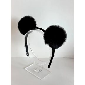 Pom-Pom Cat Ear Headband - Furry Pom-Pom Handmade Headband - Headband for Children - Kids Hair Accessories (Red)