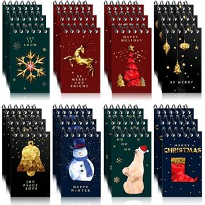 Christmas Mini Notebook Xmas Pocket Notebooks Christmas Spiral Notebook Santa Claus Lined Journals Notebooks Merry Christmas Memo Pad for Christmas Gift Xmas Party Supplies 2.36 x 4 Inch (48 Pieces)