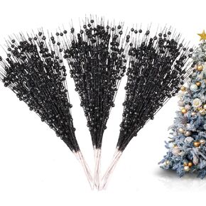 18 Pack Artificial Glitter Berry Stem Ornaments 15.7in Decorative Christmas Picks Glittery Bead Sticks Branches for Christmas Tree Decor DIY Wreath Crafts Home Decor (Red)
