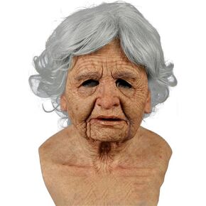 Halloween Mask Realistic Old Man Mask Creepy Human Latex Mask,Scary Wrinkle Halloween Cosplay Costume Mask Party Props