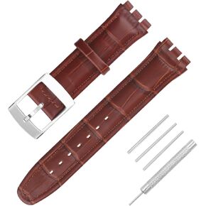 Men's Leather Strap Compatible for 17mm 19mm Swatch Ladies outdoor work waterproof watch band wrist strap buckle