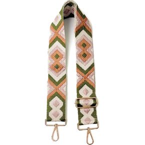 Universal shoulder strap replacement crossbody bag purse strap women 5cm wide adjustable woven handbag strap(green and tan diamond strap)