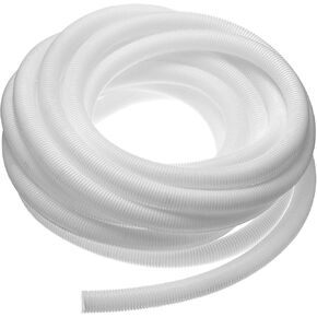 uxcell 3/8 Inch x 100 Ft Split Wire Loom Tubing, Guard Convoluted Flex, Protective Split Cable Conduit, Flexible Wire Protector Tubing, Electrical Cord Cover, White