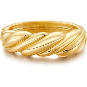 YBMYCM Chunky Gold Cuff Bangle Bracelets for Women Wide Gold Bangle Hammered Open Wrist Cuff Bracelets Wrap Bracelet