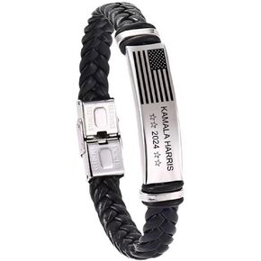 Harris 2024 Bracelet for Men Women,Harris President Vote Campaign Wristband Leather Bracelets Kamala Harris 2024 Bracelet for Presidential Election Supporters Democratic Jewelry