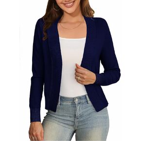 Women's Cropped Cardigan Casual Long Sleeve Open Front Knit Sweaters S-XL