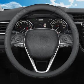 غطاء عجلة القيادة لسيارة Toyota Camry Corolla Rav4 Highlander Sienna Avalon Land Cruiser Yaris Hybrid XSE SE LE XLE TRD Limited Cross Car Accessories، 2024 جلد أسود 14.5-15 بوصة